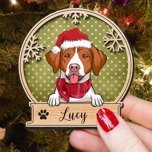 The Dog in the Christmas Hat- Personalized Wooden Ornament