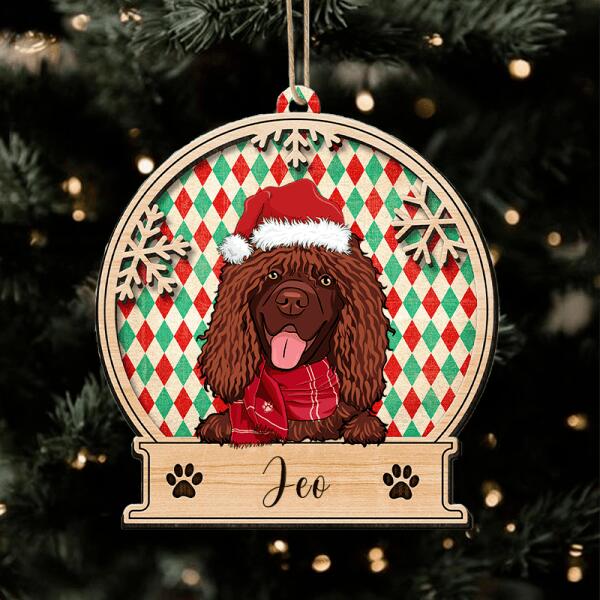 The Dog in the Christmas Hat- Personalized Wooden Ornament