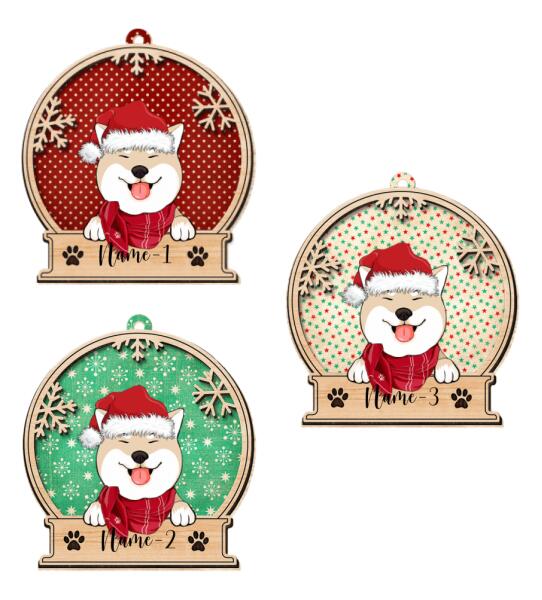 The Dog in the Christmas Hat- Personalized Wooden Ornament