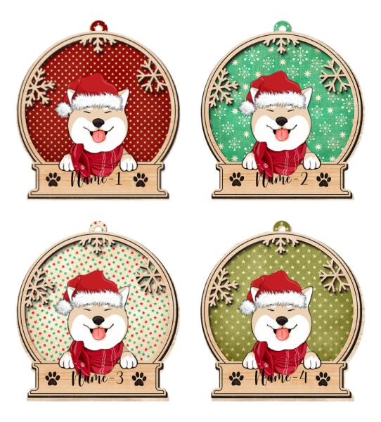 The Dog in the Christmas Hat- Personalized Wooden Ornament