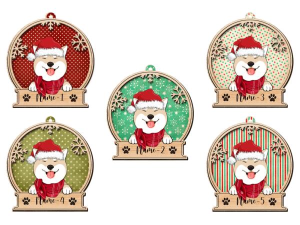 The Dog in the Christmas Hat- Personalized Wooden Ornament