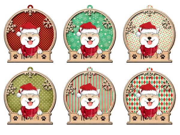 The Dog in the Christmas Hat- Personalized Wooden Ornament