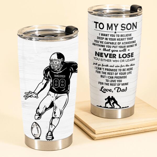 To My Son - Personalized Football Player Tumbler Cup - Gift For Son