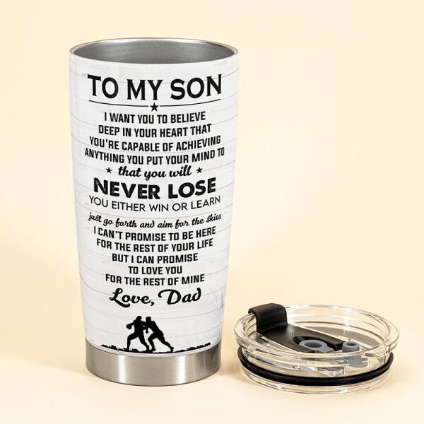 To My Son - Personalized Football Player Tumbler Cup - Gift For Son