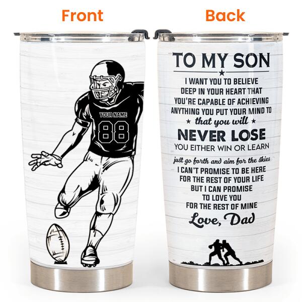 To My Son - Personalized Football Player Tumbler Cup - Gift For Son