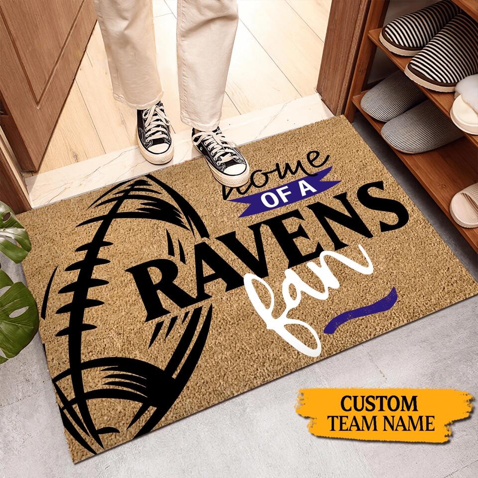 Personalized Football Home of A Ravens Fan Door Mat