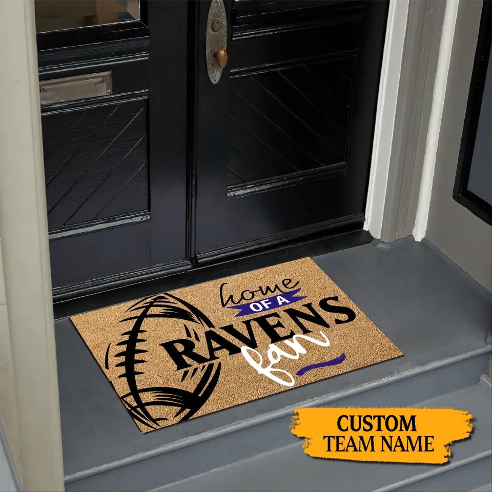 Personalized Football Home of A Ravens Fan Door Mat