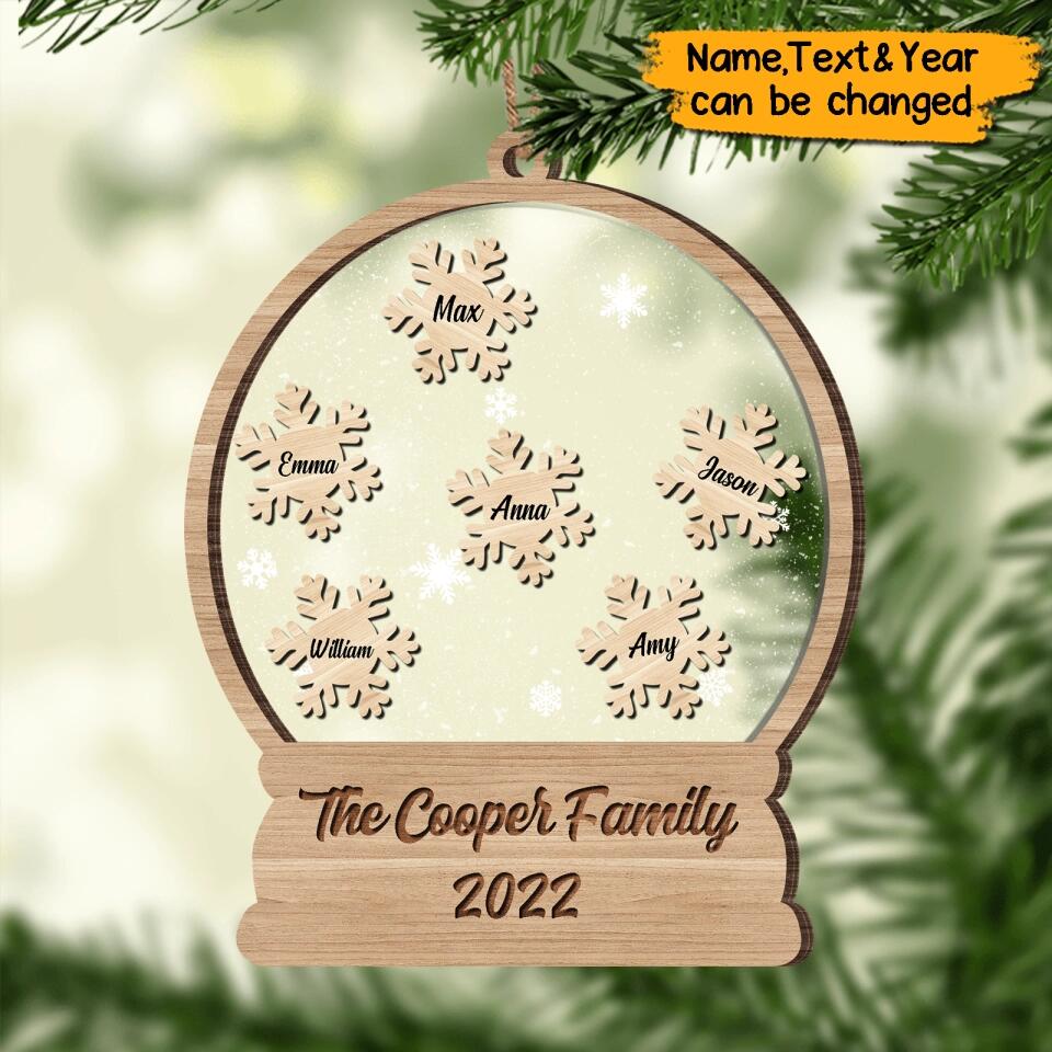 Personalized Christmas Snowflake Snow globe family ornament 2022