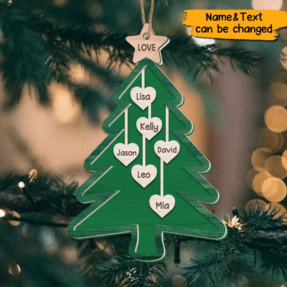 Personalized Family Name Christmas Tree Ornament Wooden