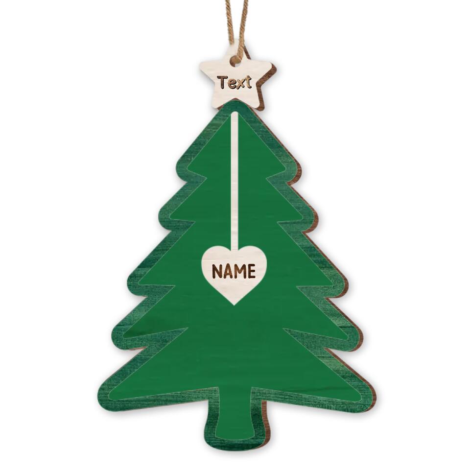 Personalized Family Name Christmas Tree Ornament Wooden