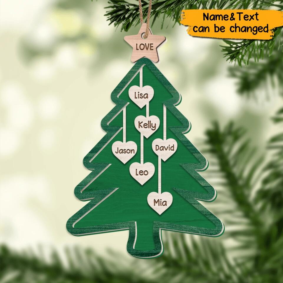 Personalized Family Name Christmas Tree Ornament Wooden