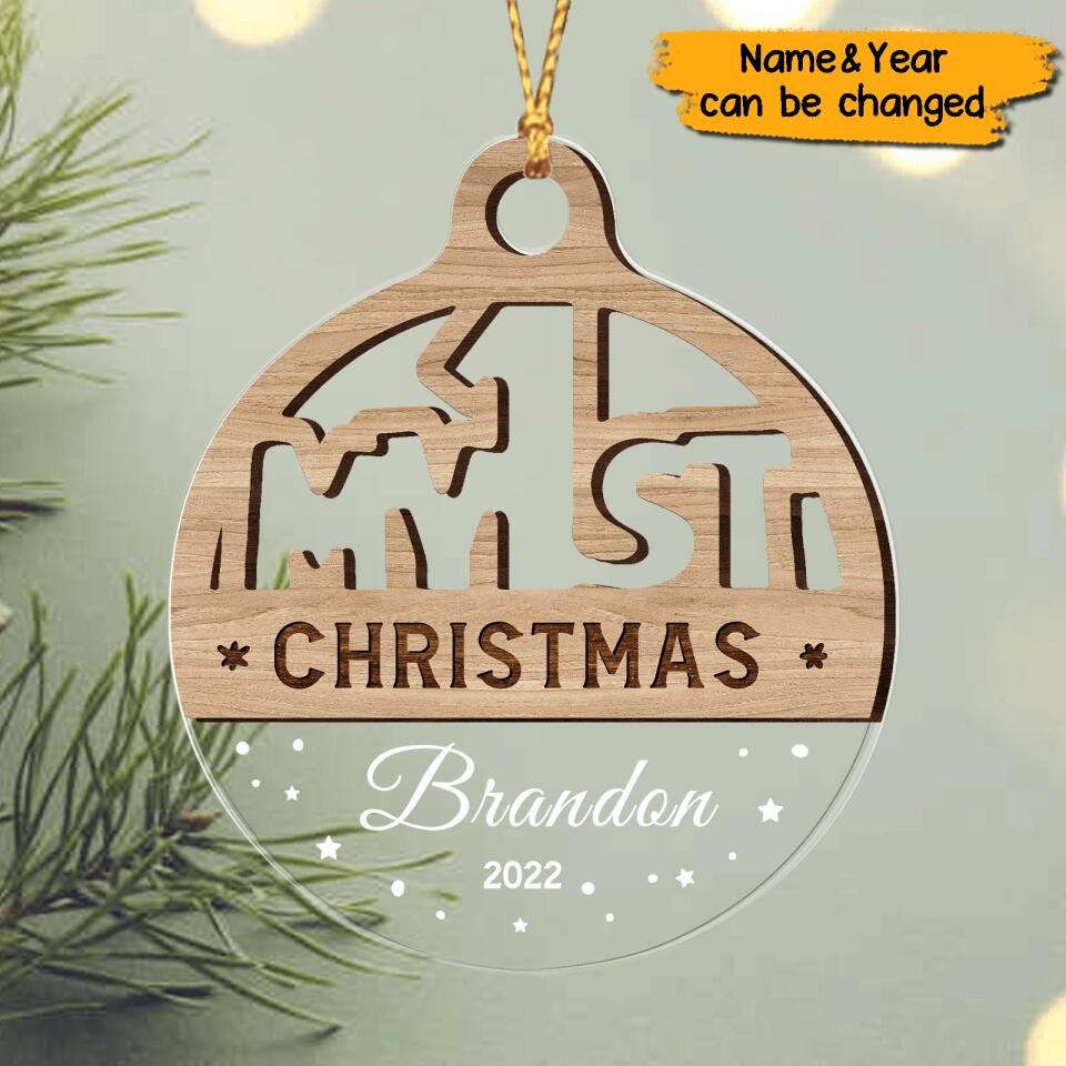 Personalized Baby First Christmas Ornament 2022 Wooden&Acrylic