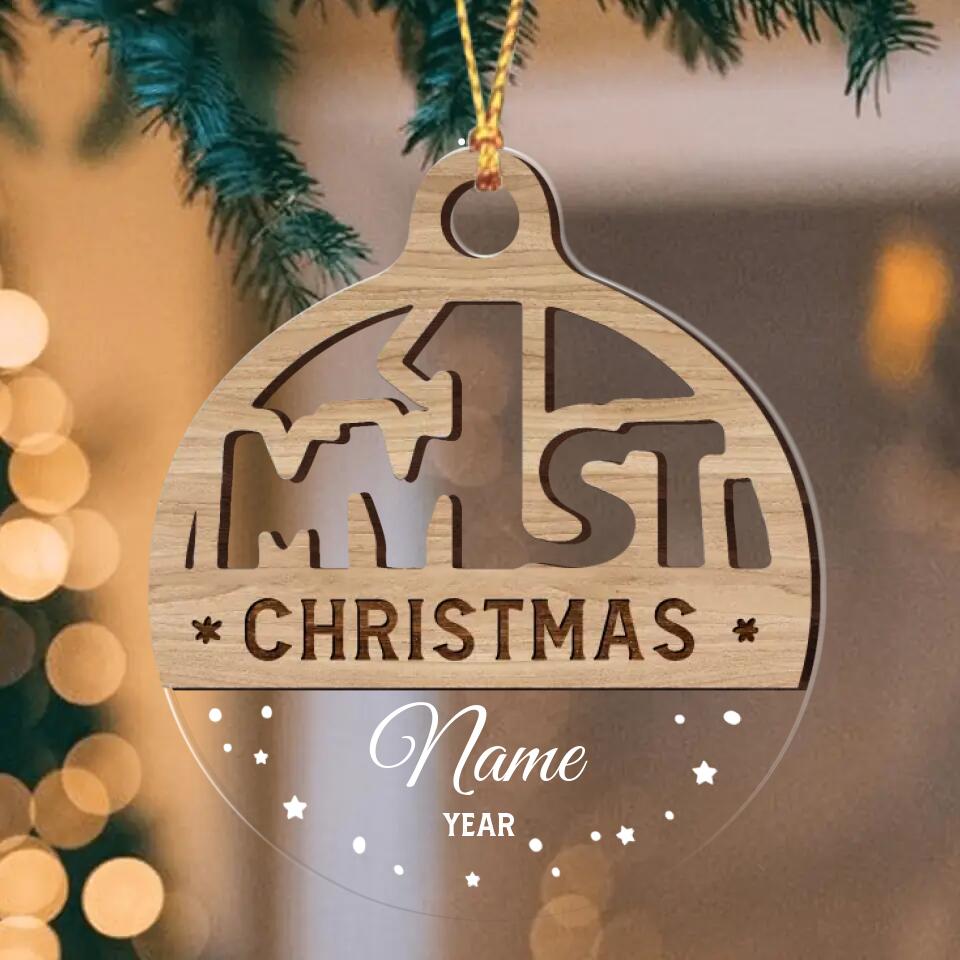 Personalized Baby First Christmas Ornament 2022 Wooden&Acrylic