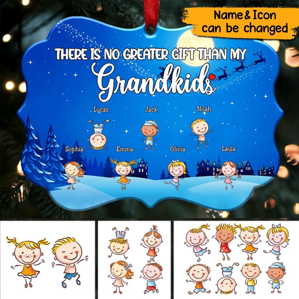 There Is No Greater Gift Than My Grandkids - Personalized Christmas Gift Up to 10 Grandkids Ornament