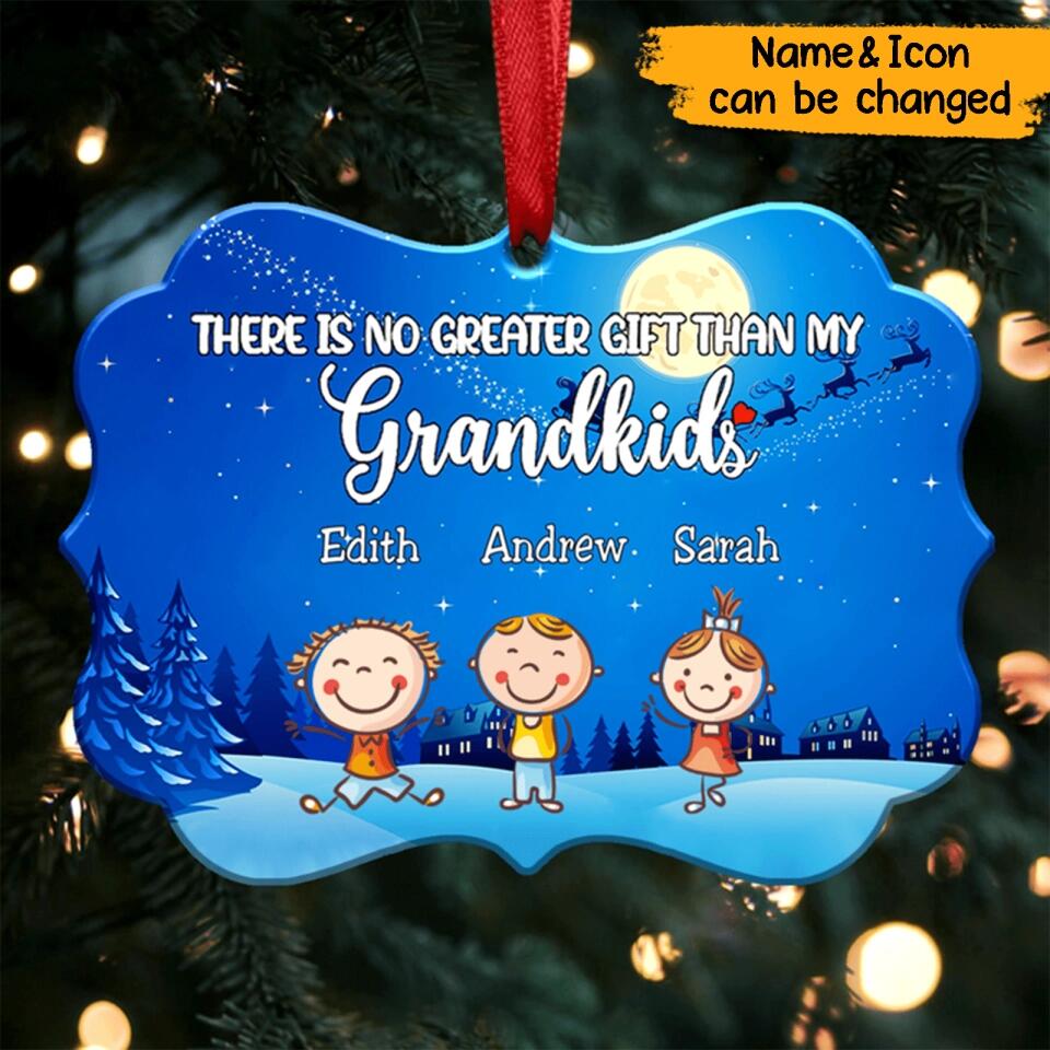 There Is No Greater Gift Than My Grandkids - Personalized Christmas Gift Up to 10 Grandkids Ornament