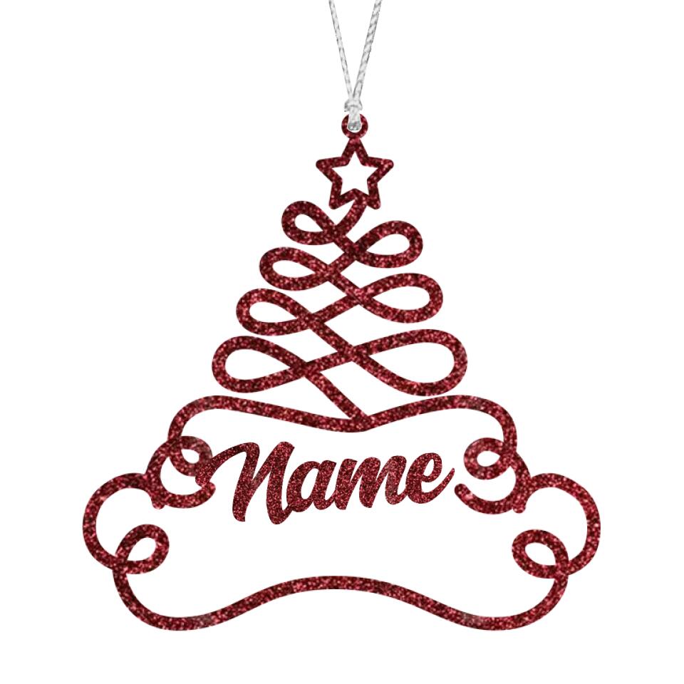 Personalized Christmas Tree Ornament Glitter Acrylic