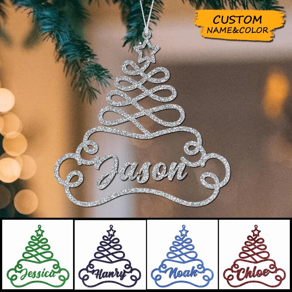 Personalized Christmas Tree Ornament Glitter Acrylic