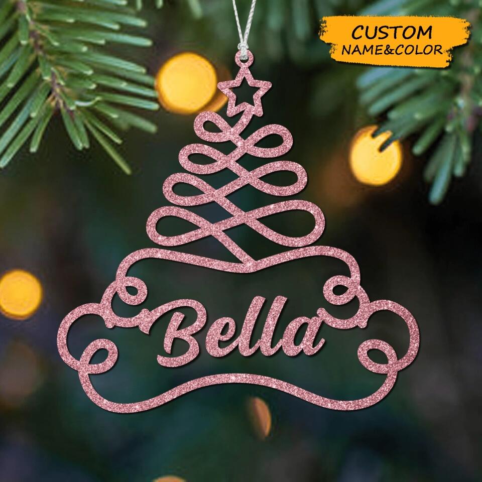 Personalized Christmas Tree Ornament Glitter Acrylic