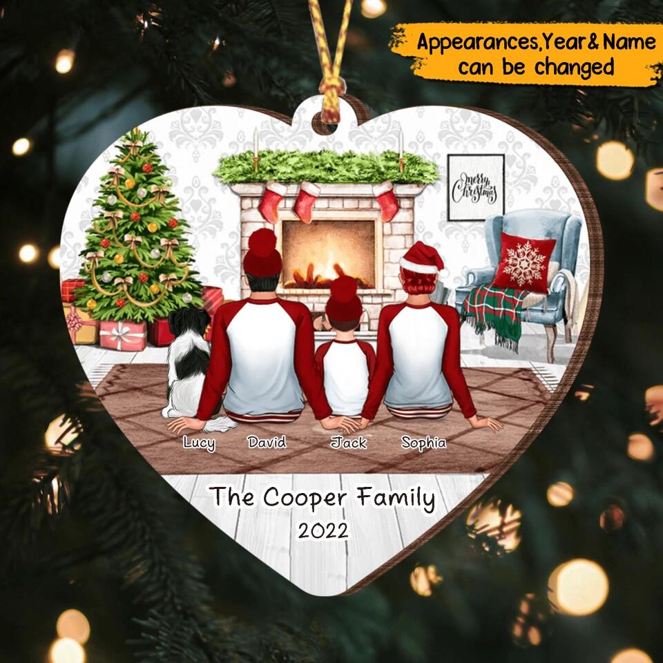 Personalized Couple And Family Heart Shape Christmas Ornament