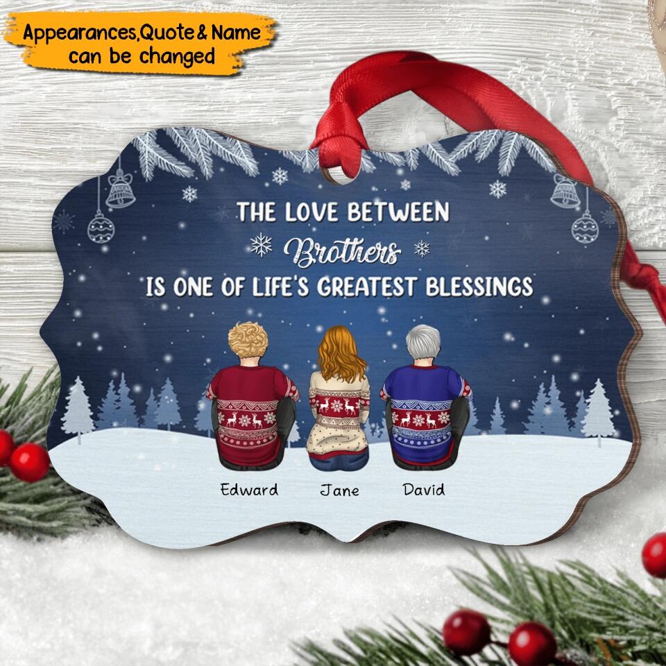 The Love Between Brother & Sister - Personalized Custom Benelux Shaped Wood Christmas Ornament