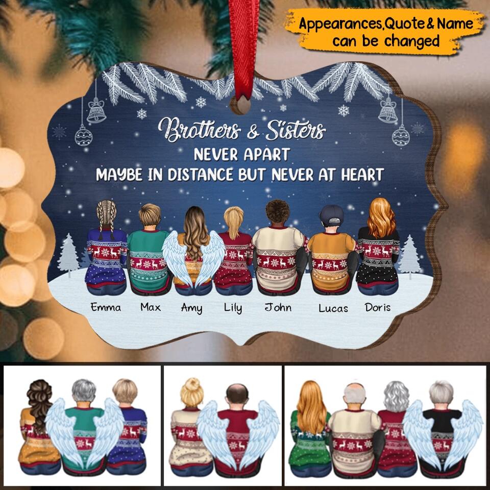 The Love Between Brother & Sister - Personalized Custom Benelux Shaped Wood Christmas Ornament