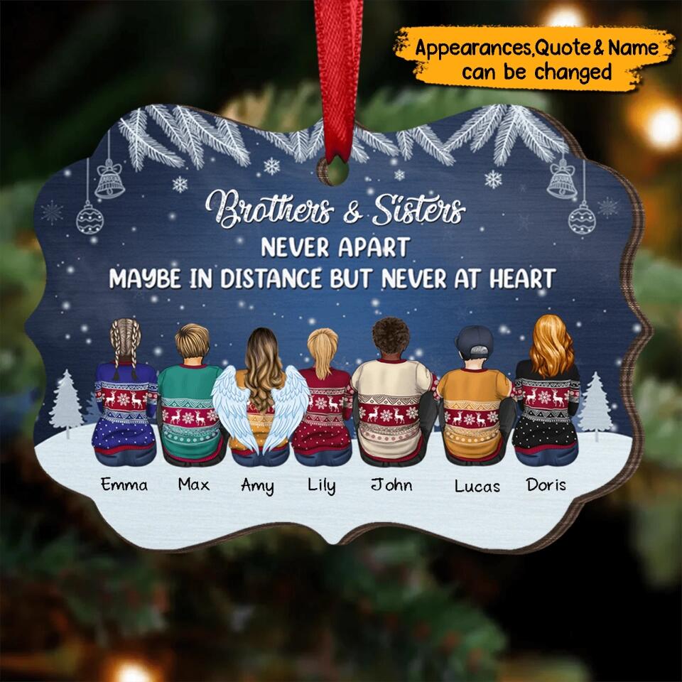 The Love Between Brother & Sister - Personalized Custom Benelux Shaped Wood Christmas Ornament