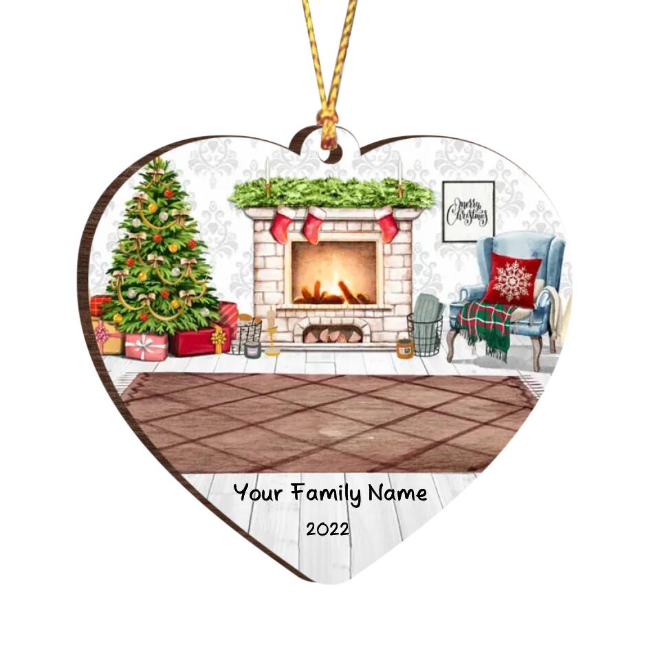 Personalized Couple And Family Heart Shape Christmas Ornament