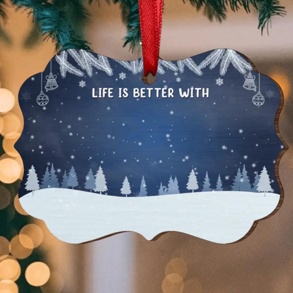 The Love Between Brother & Sister - Personalized Custom Benelux Shaped Wood Christmas Ornament