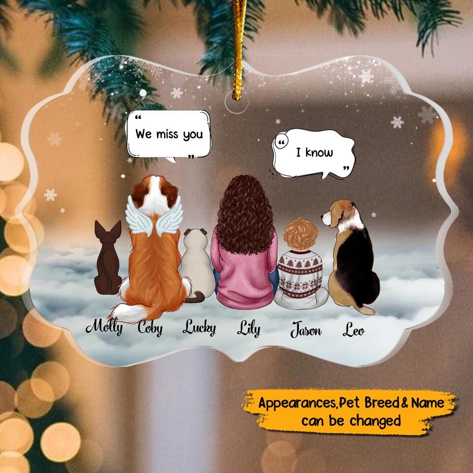 I Miss You - Personalized Dog/Cat Kid Memorial Acrylic Ornament - Gift For Family