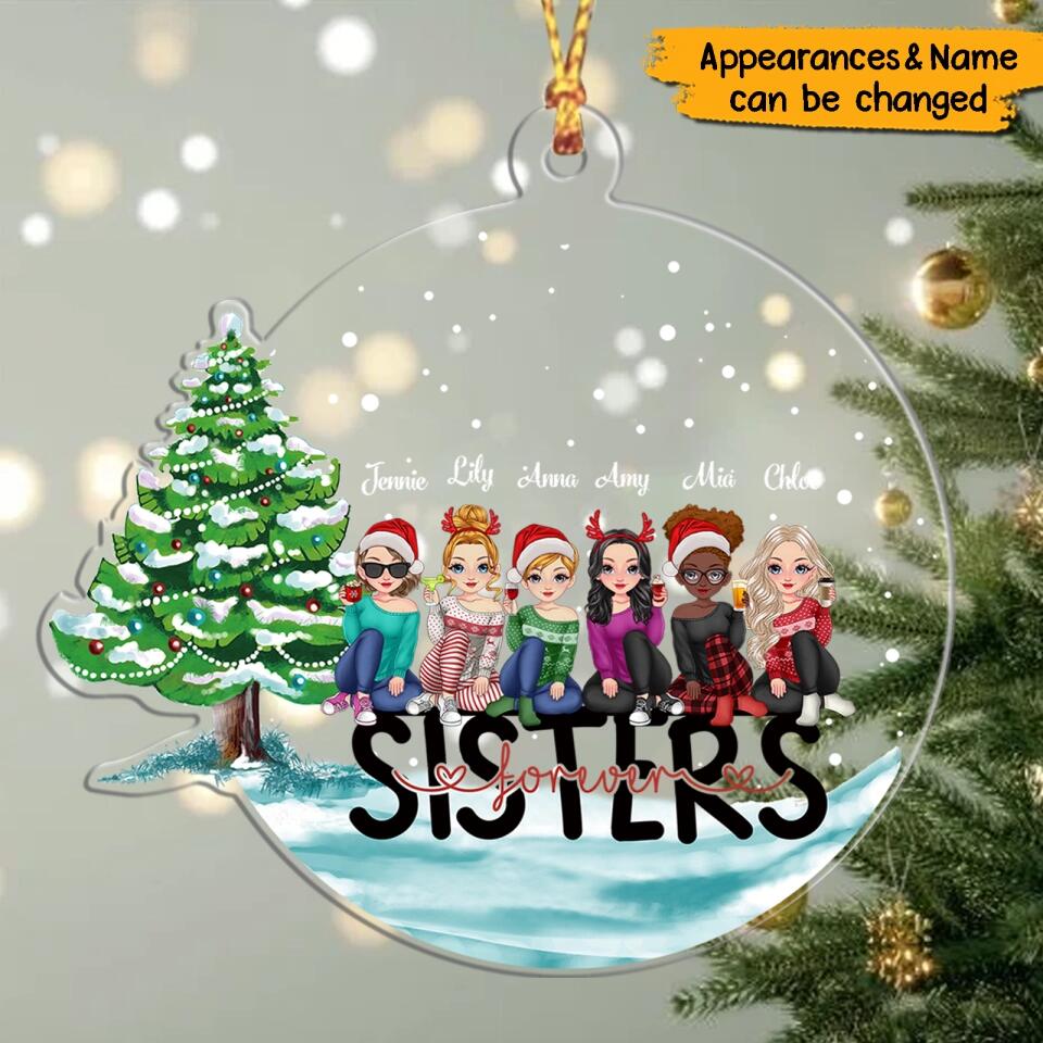 Sisters Forever - Personalized Acrylic Ornament - Christmas Gift For Sister, Family