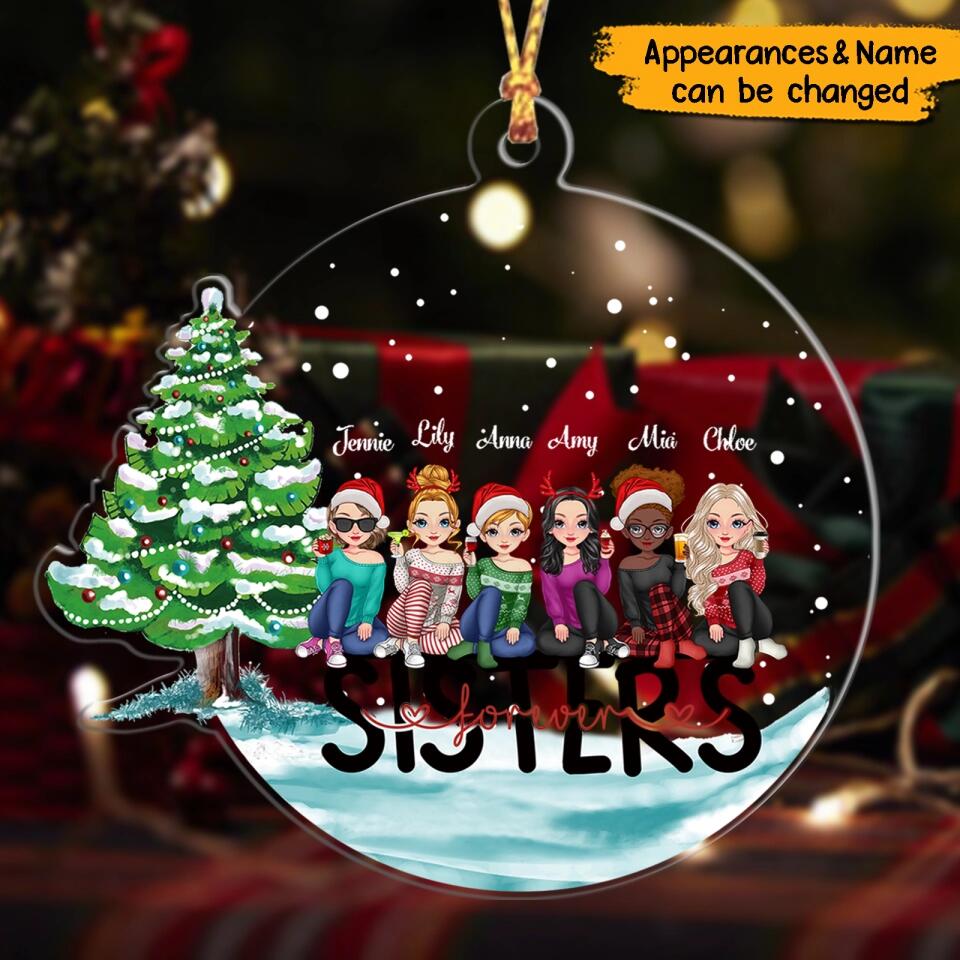 Sisters Forever - Personalized Acrylic Ornament - Christmas Gift For Sister, Family