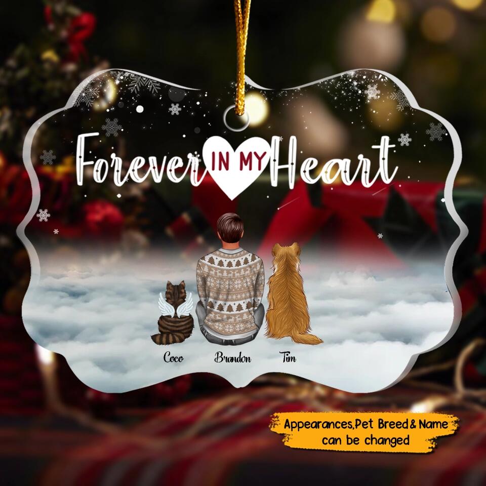 You Left Paw Prints In My Heart - Personalized Dog/Cat Memorial Acrylic Ornament - Christmas Memorial Gift For Dog Lovers, Dog Mom, Dog Dad