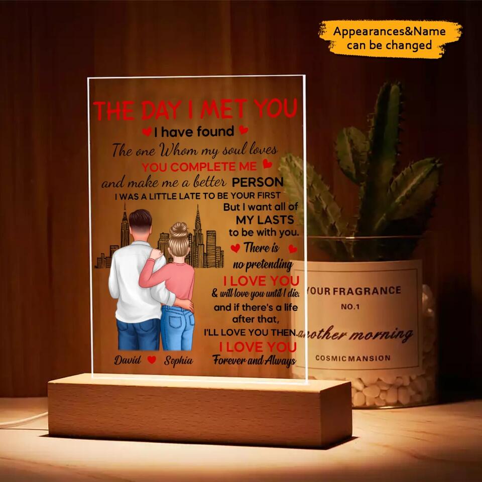 The Day I Met You Couple Personalized Plaque LED Night Light- Valentine‘s Day Gift