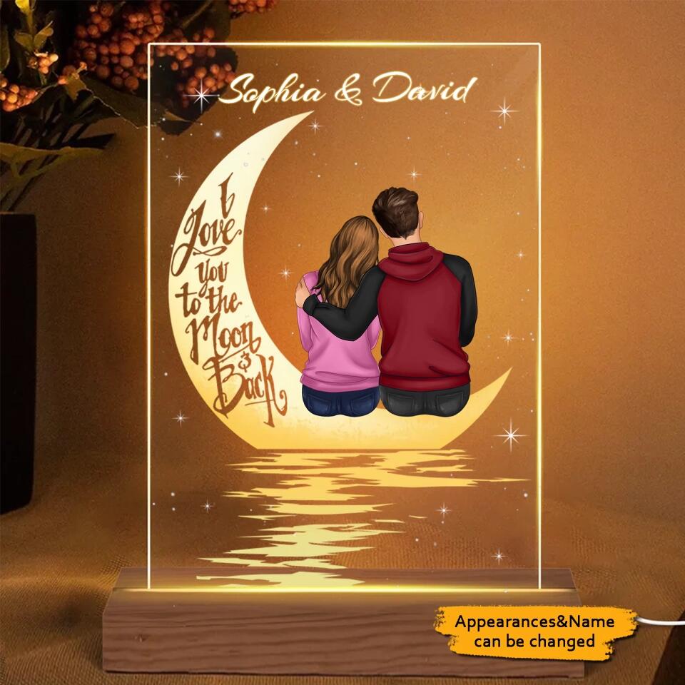 Couple Back View In The Moonlight Personalized Plaque LED Night Light