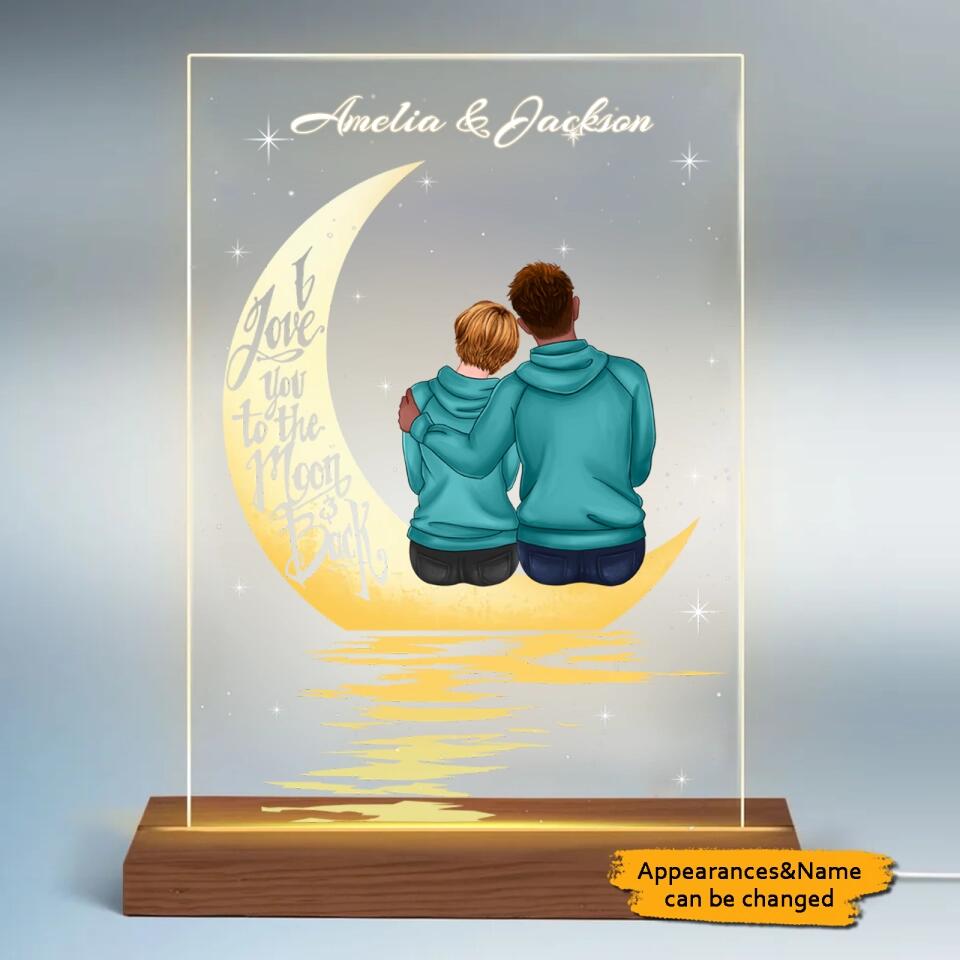 Couple Back View In The Moonlight Personalized Plaque LED Night Light