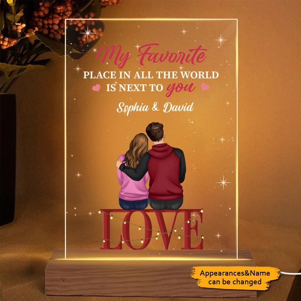 My Favorite Place Is Next To You - Love- Personalized Couple Back View Acrylic LED Night Light