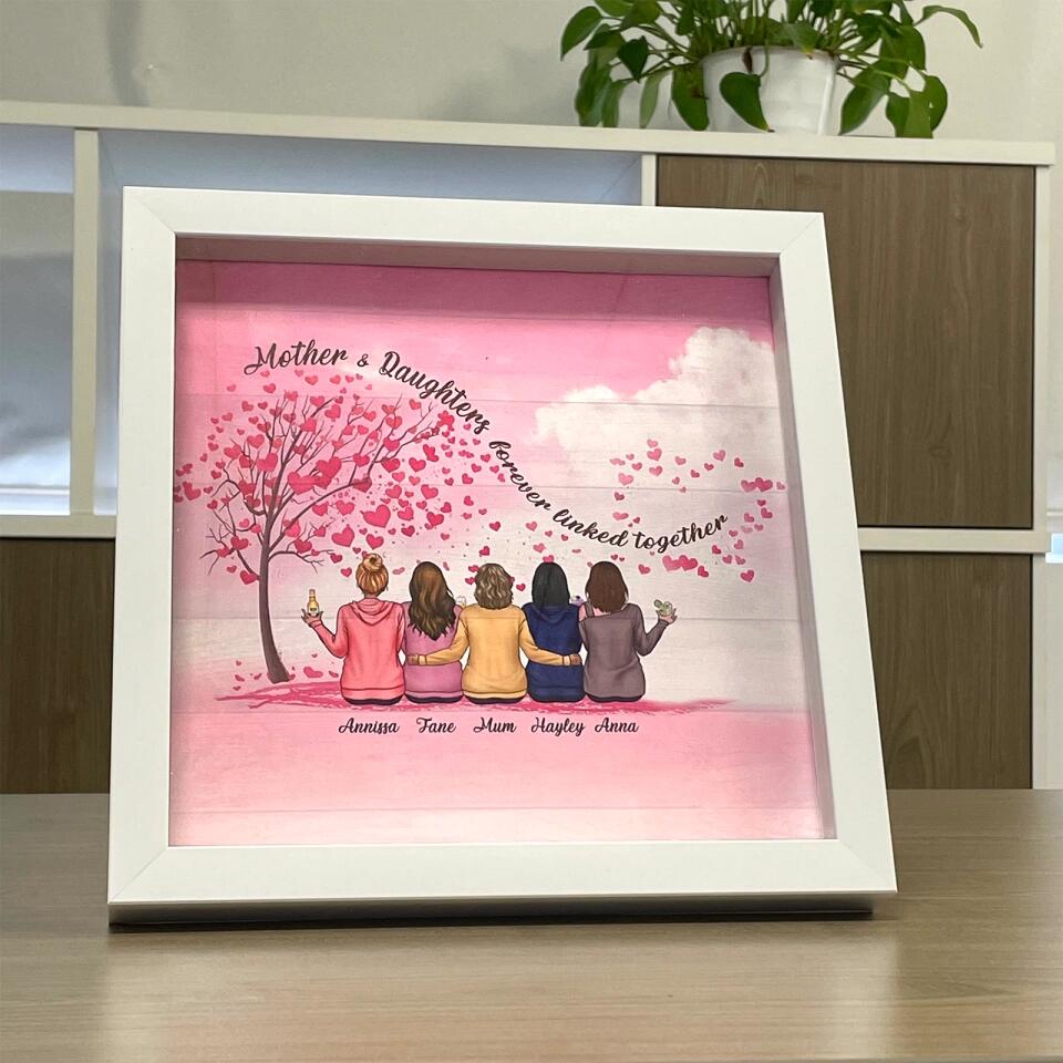 Mother & Daughters Forever Linked Together- Personalized  Light-Up Frame - Gift for Family