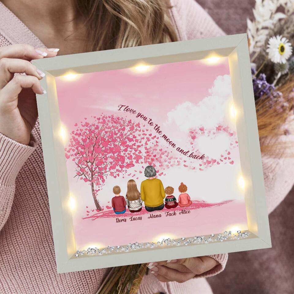 I Love You To The Moon And Back - Personalized  LIght-Up Frame, - Funny, Birthday,  Gift For Mother And Childs, Grandma, Family Members