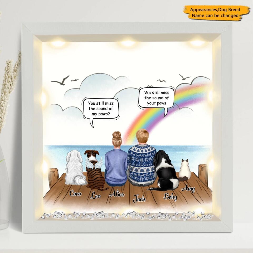 Personalized Couple Cat&Dog Memorial Light-Up Frame, Gift For Pet Lover