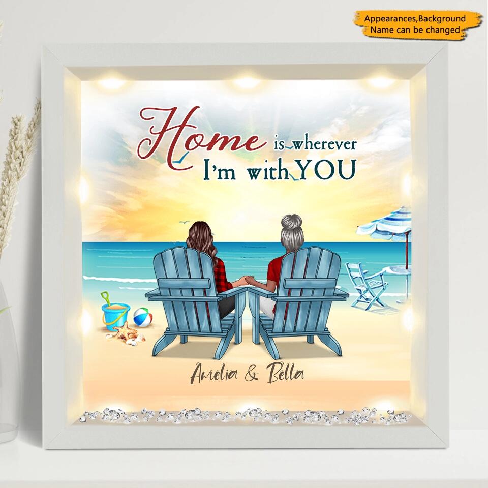 Back View Couple Sitting Beach Landscape You & Me We Got This - Personalized Light-up Frame,Gift For Couple