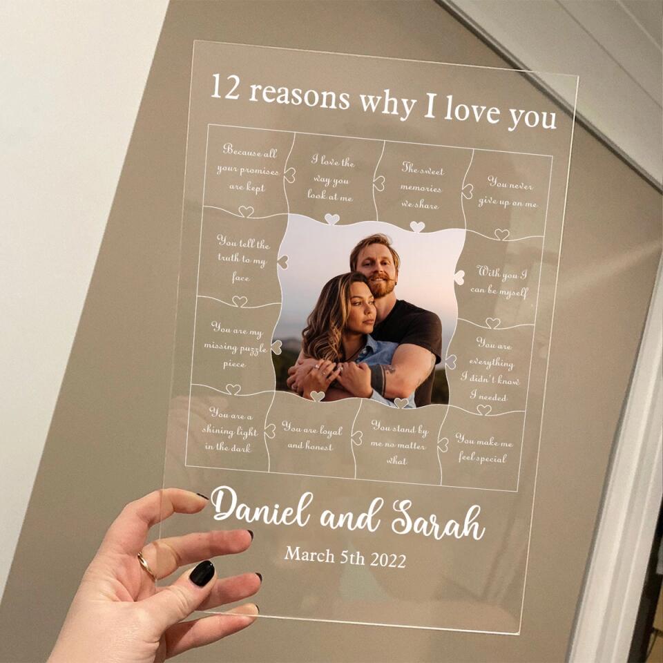 12 Reasons Why I Love You - Personalized Acrylic LED Lamp - Best Gift for Couple