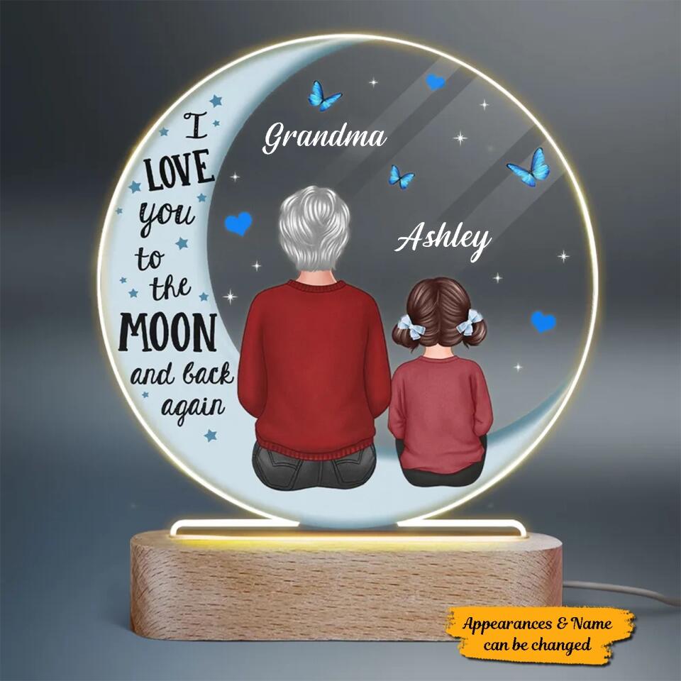 Grandma Grandkids Personalized Plaque LED Night Light - Acrylic LED Lamp - Gift For Grandma