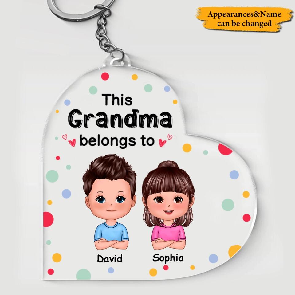 This Dad Mom Grandma Grandpa Belongs To Cute Doll Kids Personalized Acrylic Keychain