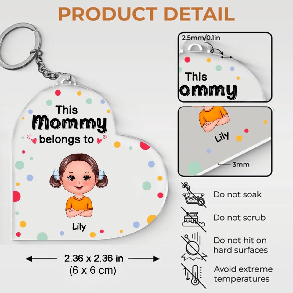 This Dad Mom Grandma Grandpa Belongs To Cute Doll Kids Personalized Acrylic Keychain