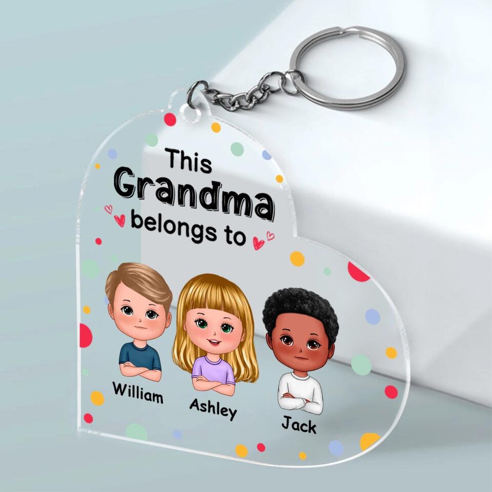 This Dad Mom Grandma Grandpa Belongs To Cute Doll Kids Personalized Acrylic Keychain