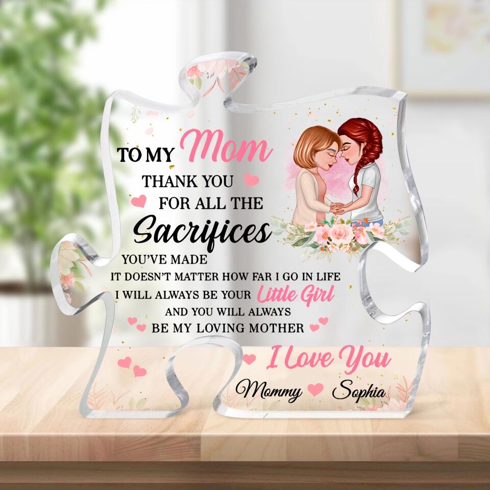 To My Mom Doll Mom And Daughter Gift For Mom Personalized Puzzle Acrylic Plaque