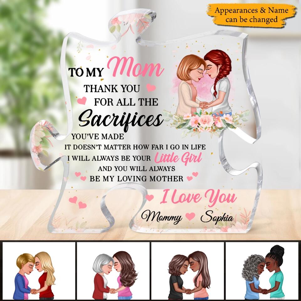 To My Mom Doll Mom And Daughter Gift For Mom Personalized Puzzle Acrylic Plaque