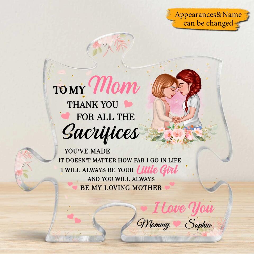 To My Mom Doll Mom And Daughter Gift For Mom Personalized Puzzle Acrylic Plaque