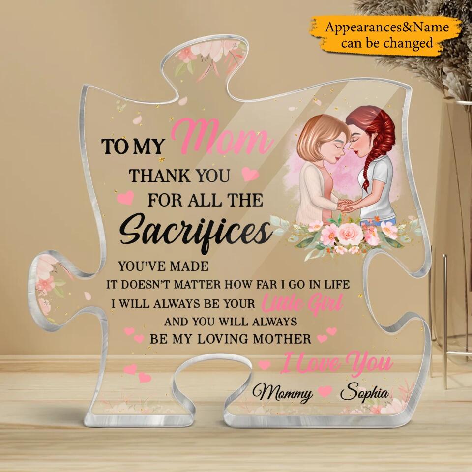 To My Mom Doll Mom And Daughter Gift For Mom Personalized Puzzle Acrylic Plaque