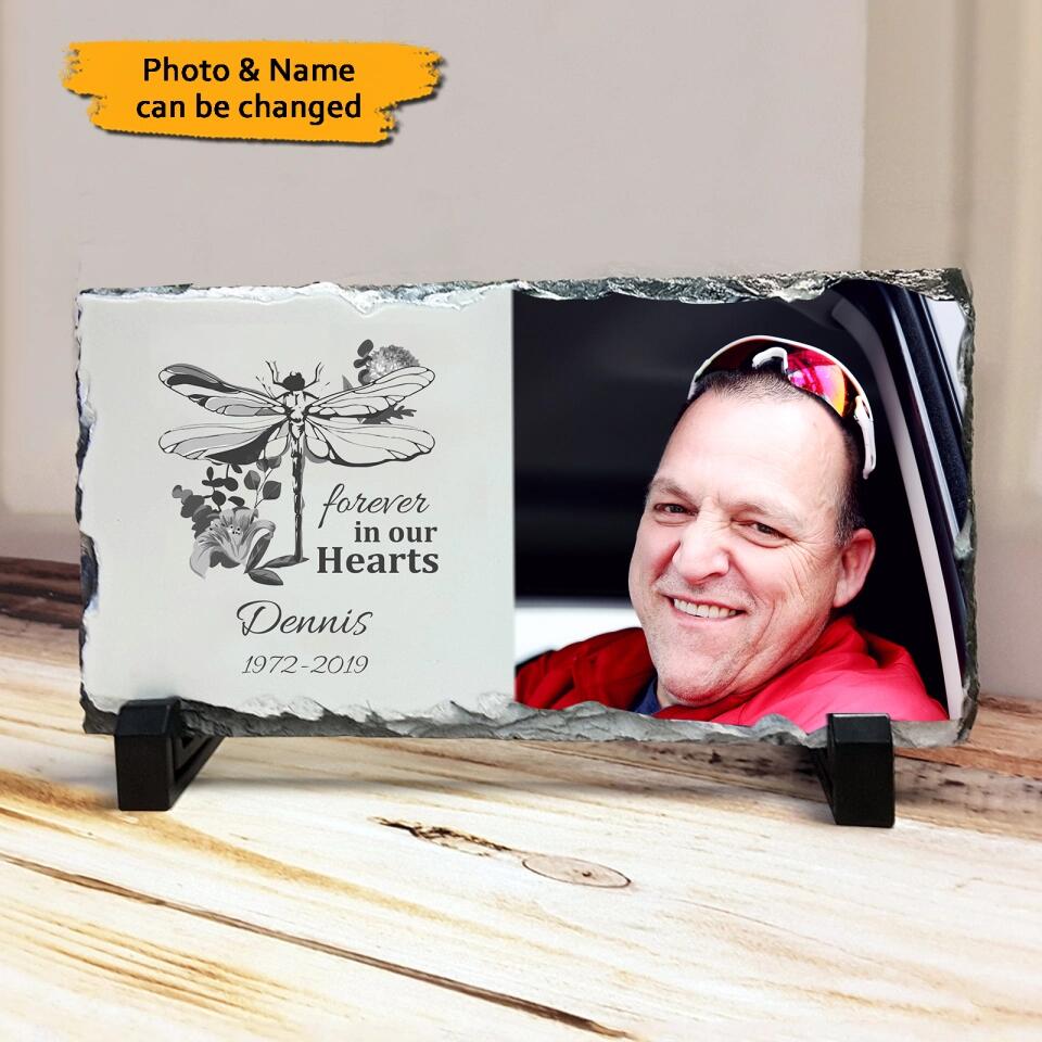 Forever In Our Hearts - Personalized Memorial Photo Slate Plaque